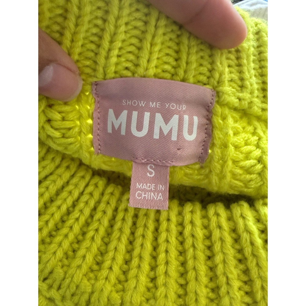 Show Me Your Mumu Bailey Sweater Lime Green Chunky Ribbed Knit Crewneck Small - Picture 5 of 8